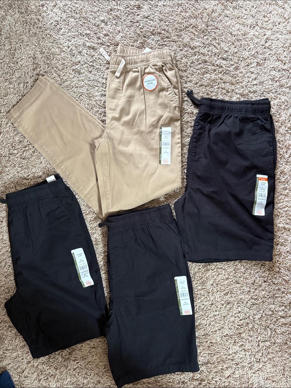 Lot 4 wonder nation Black & Tan Elastic Waist Kids Shorts & pants school uniform